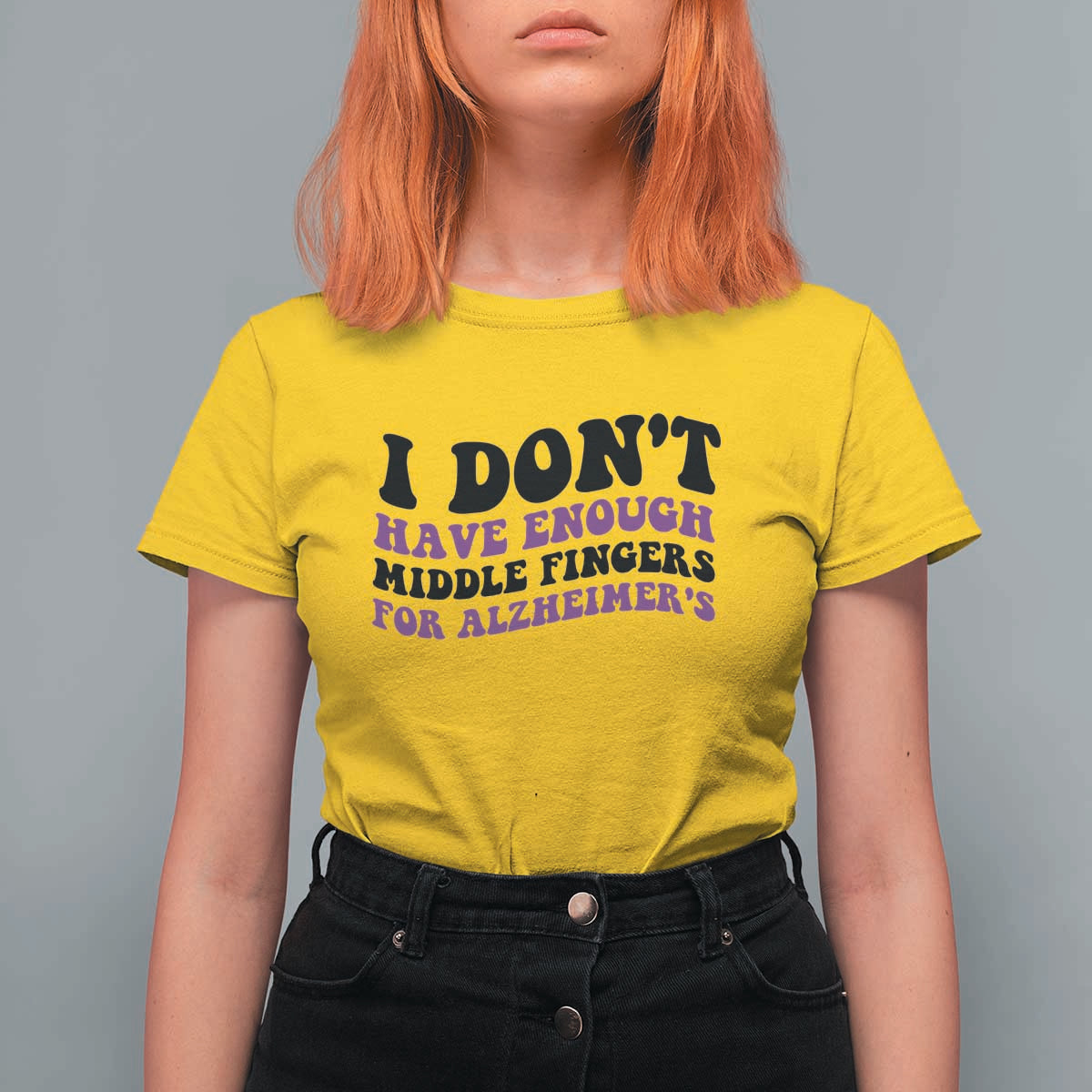 I Dont Have Enough Middle Fingers For Alzheimers T Shirt For Women Groovy Purple Retro
