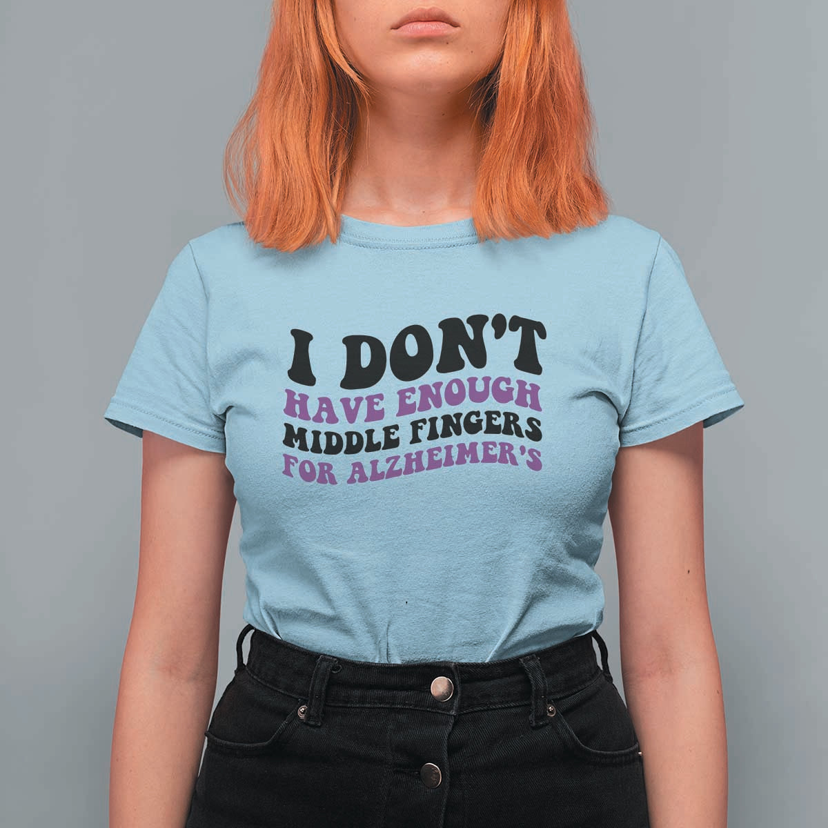 I Dont Have Enough Middle Fingers For Alzheimers T Shirt For Women Groovy Purple Retro