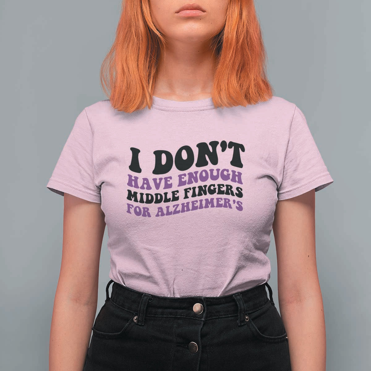 I Dont Have Enough Middle Fingers For Alzheimers T Shirt For Women Groovy Purple Retro