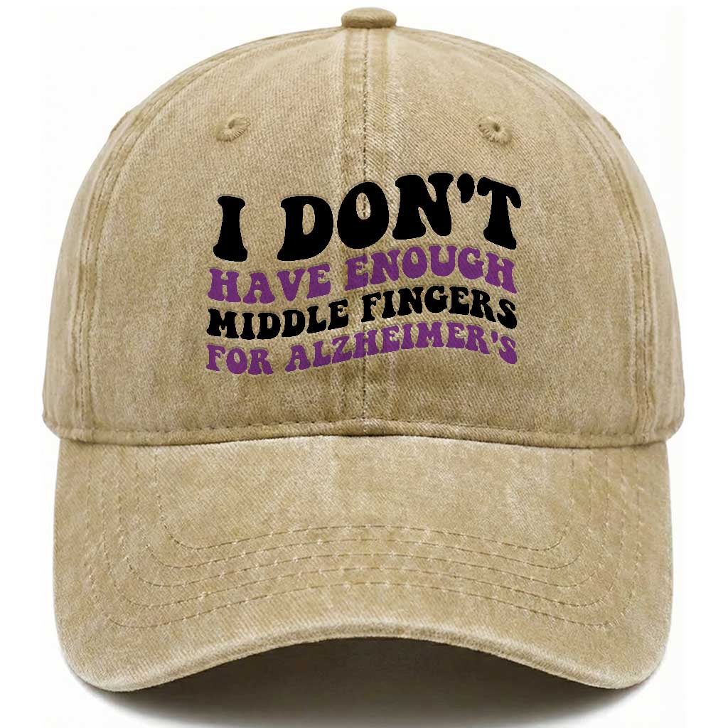 I Dont Have Enough Middle Fingers For Alzheimers Washed Cotton Baseball Cap Groovy Purple Retro