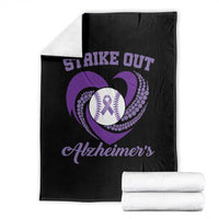 Strike Out Alzheimers Throw Blanket Purple Ribbon Baseball Hope Support