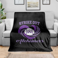 Strike Out Alzheimers Throw Blanket Purple Ribbon Baseball Hope Support