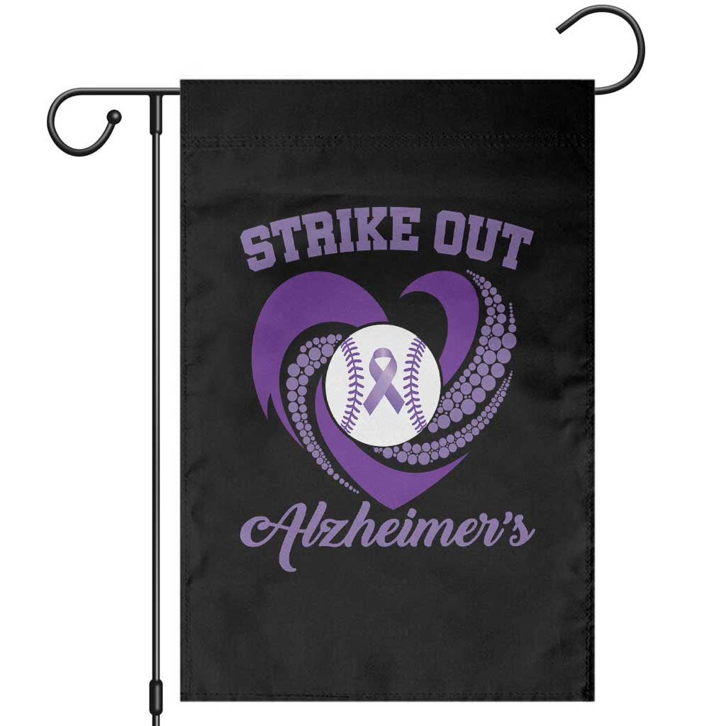 Strike Out Alzheimers Garden Flag Purple Ribbon Baseball Hope Support