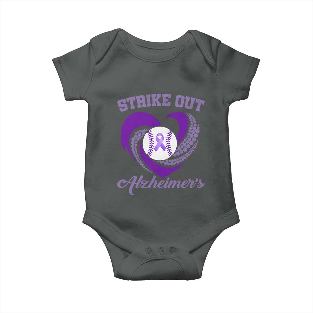 Strike Out Alzheimers Baby Onesie Purple Ribbon Baseball Hope Support