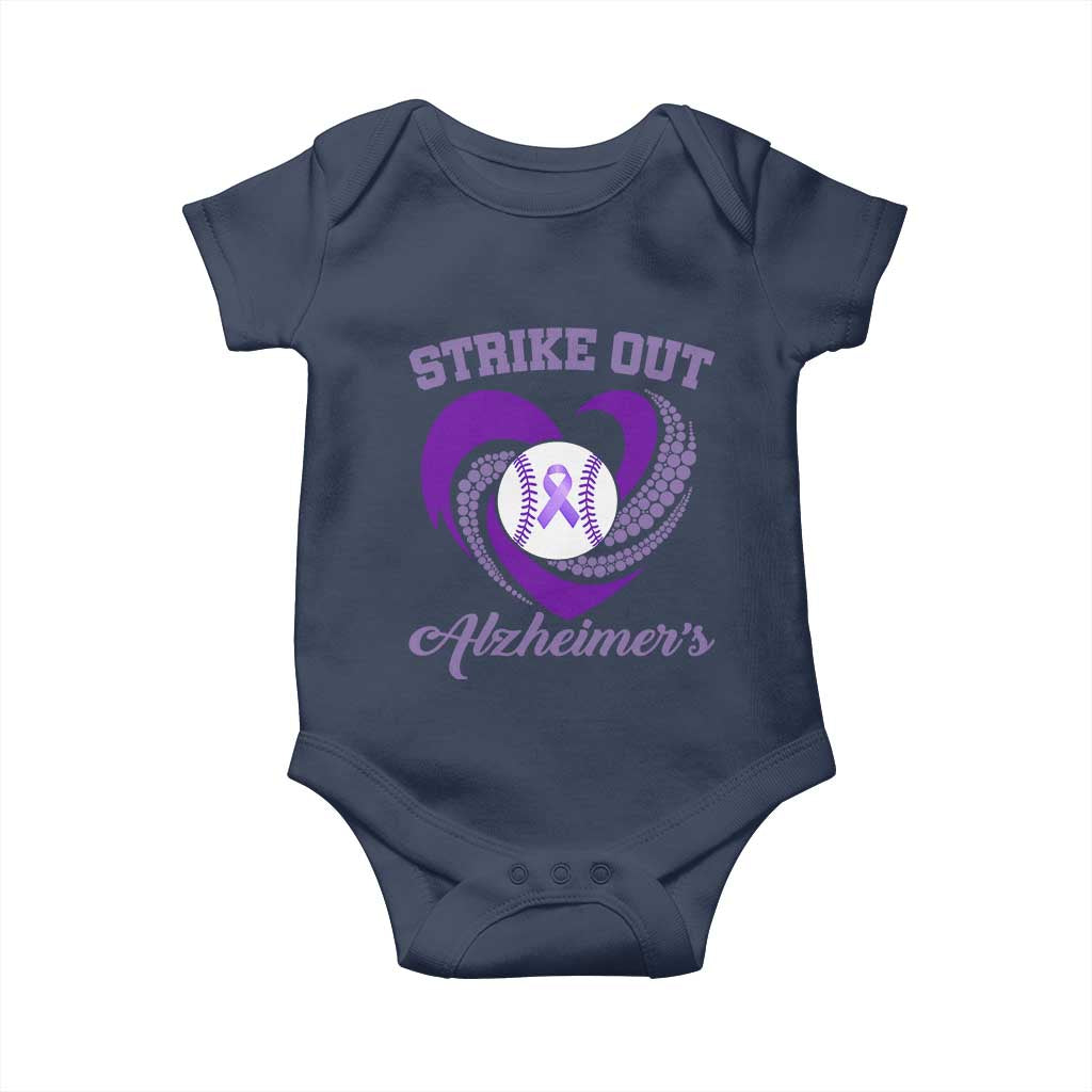 Strike Out Alzheimers Baby Onesie Purple Ribbon Baseball Hope Support