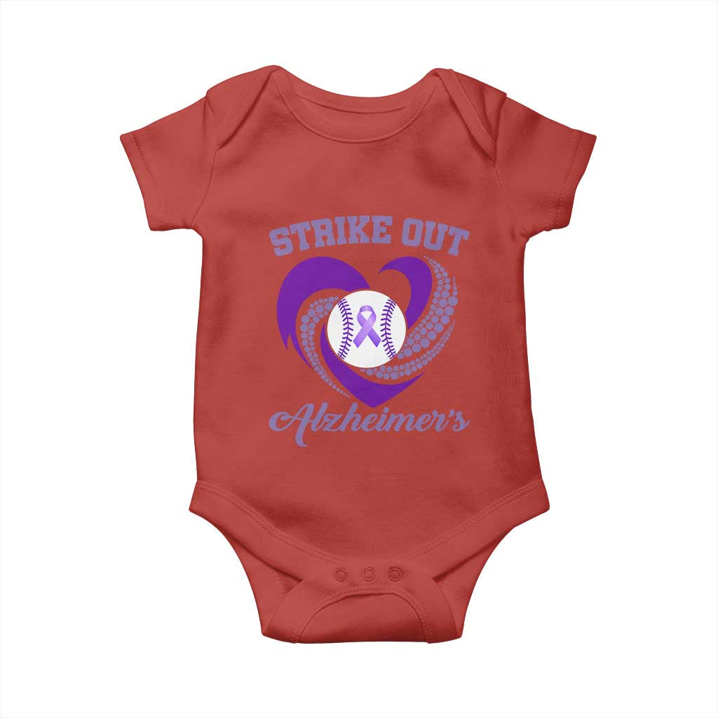Strike Out Alzheimers Baby Onesie Purple Ribbon Baseball Hope Support