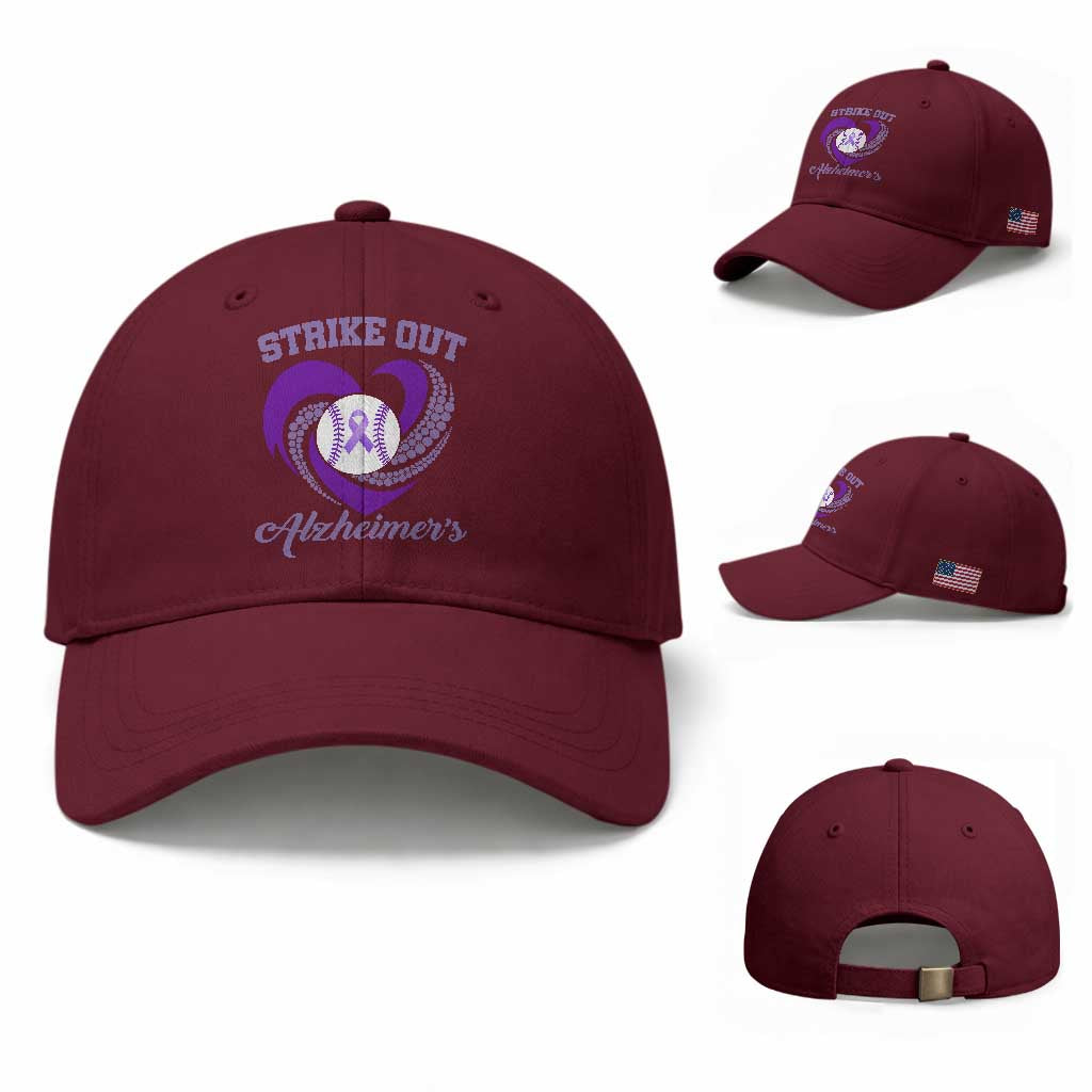 Strike Out Alzheimers Baseball Cap Purple Ribbon Baseball Hope Support