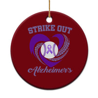 Strike Out Alzheimers Ceramic Ornament Purple Ribbon Baseball Hope Support