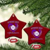 Strike Out Alzheimers Ceramic Ornament Purple Ribbon Baseball Hope Support