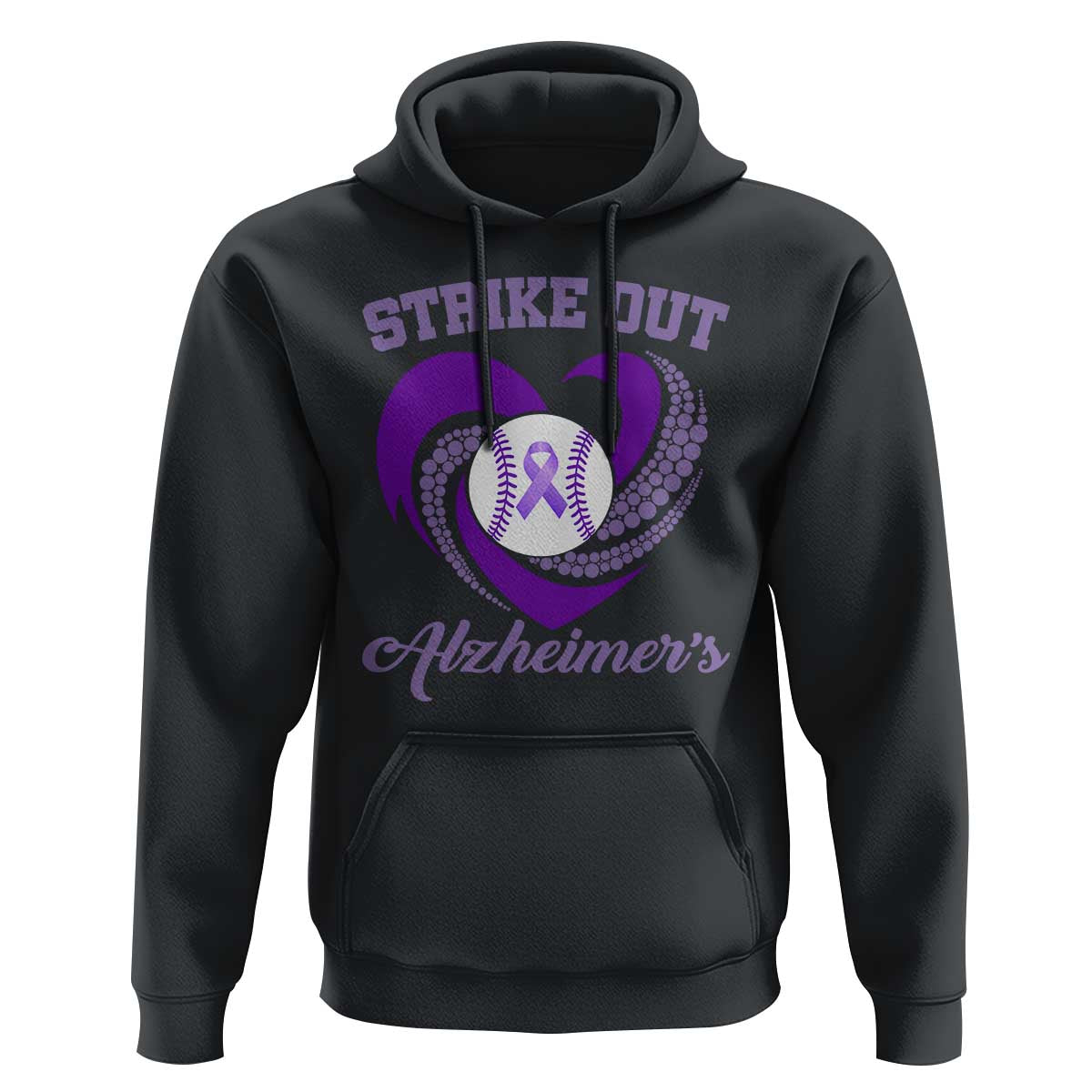 Strike Out Alzheimers Hoodie Purple Ribbon Baseball Hope Support