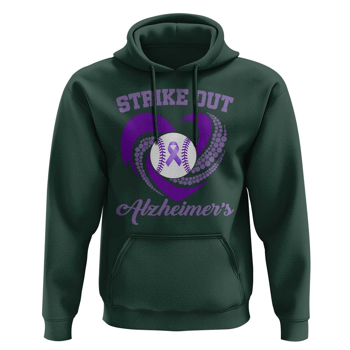 Strike Out Alzheimers Hoodie Purple Ribbon Baseball Hope Support