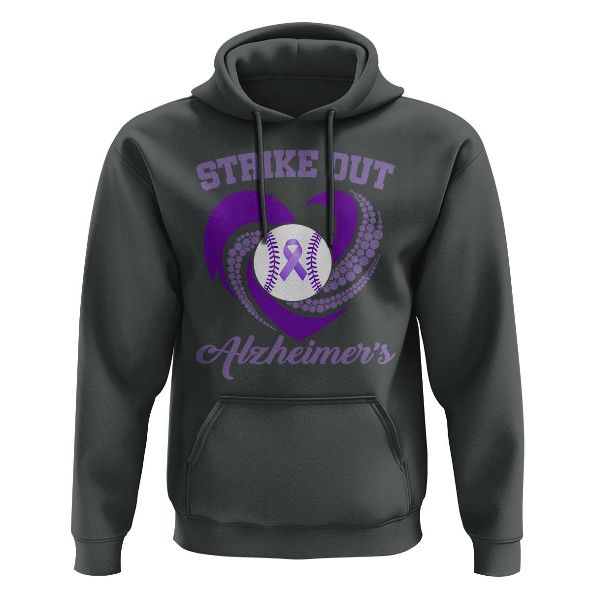 Strike Out Alzheimers Hoodie Purple Ribbon Baseball Hope Support