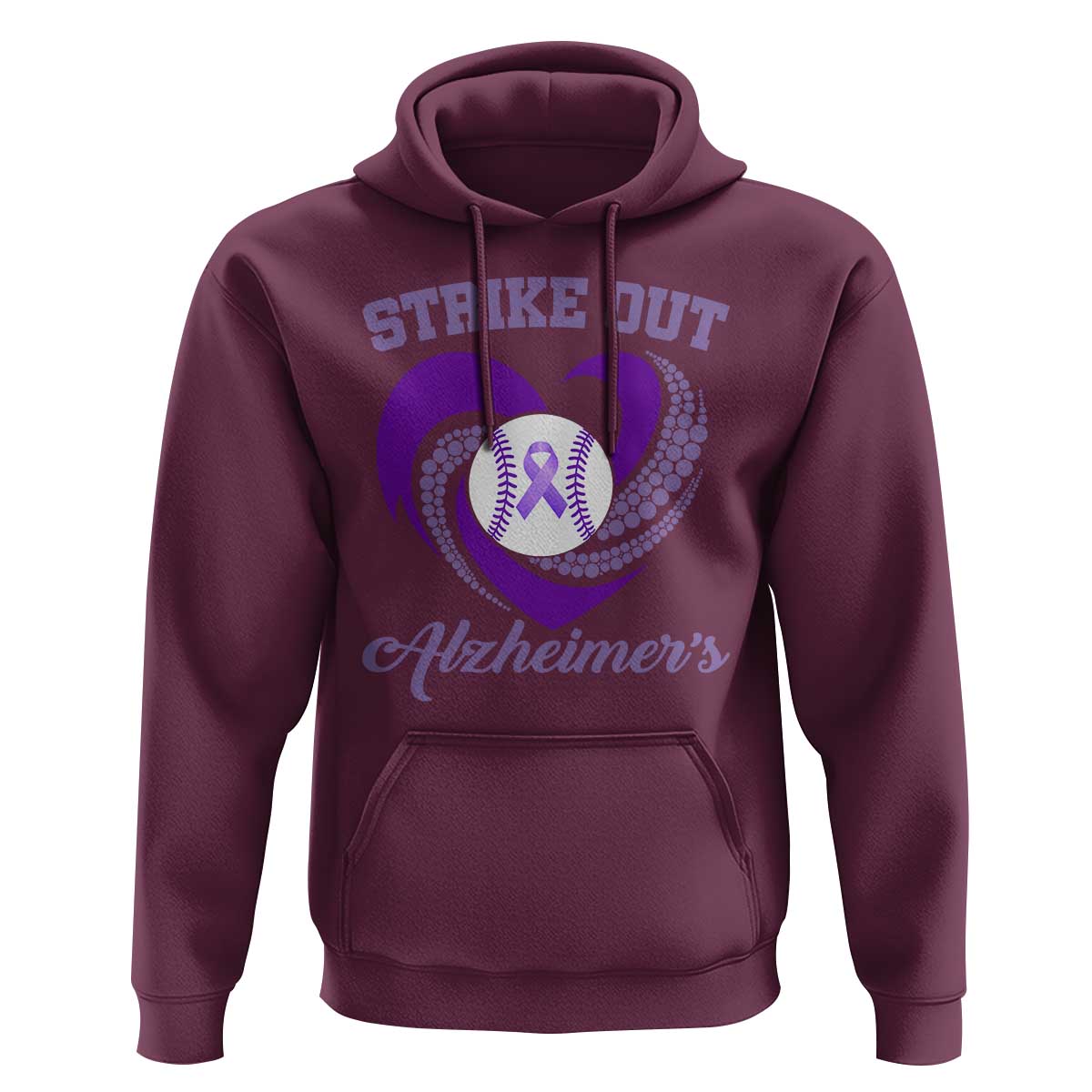 Strike Out Alzheimers Hoodie Purple Ribbon Baseball Hope Support