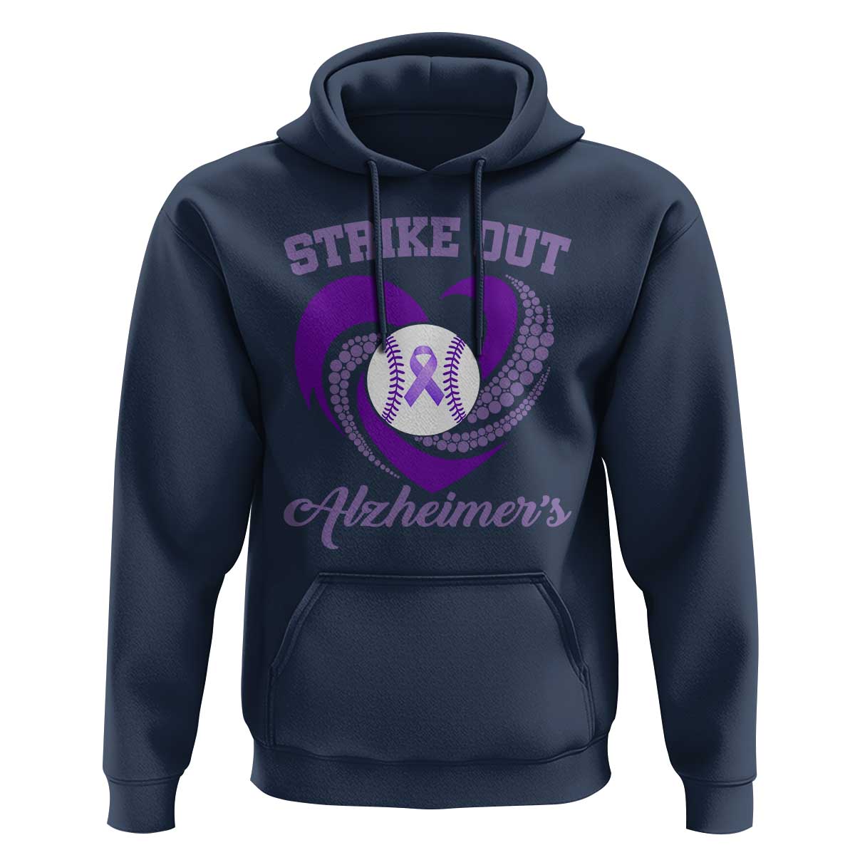 Strike Out Alzheimers Hoodie Purple Ribbon Baseball Hope Support