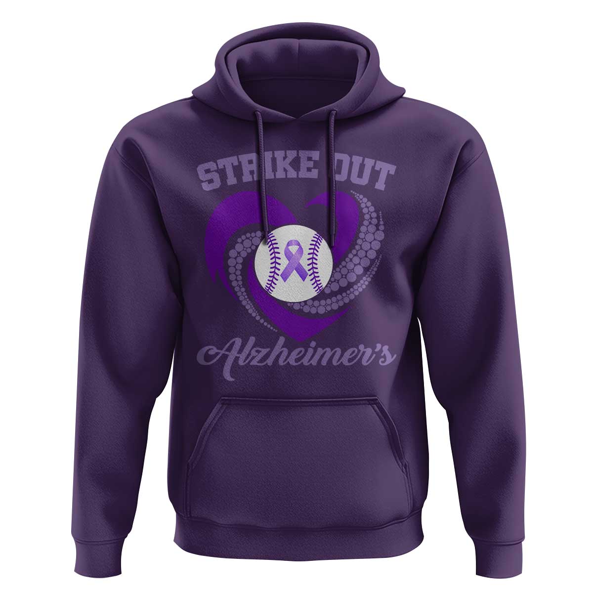Strike Out Alzheimers Hoodie Purple Ribbon Baseball Hope Support