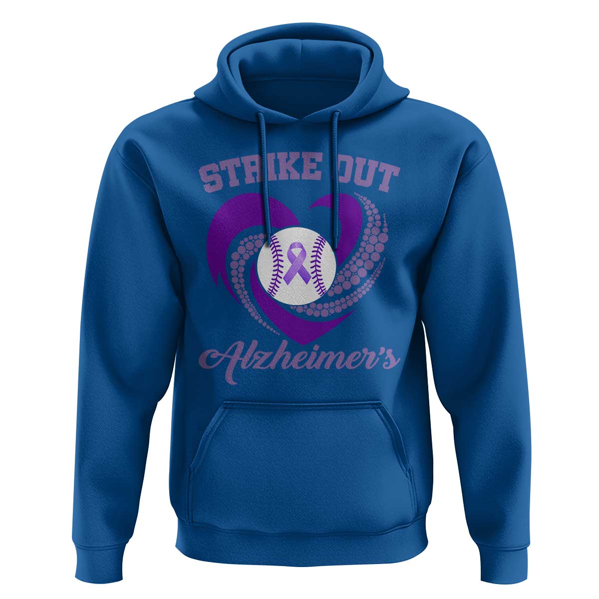Strike Out Alzheimers Hoodie Purple Ribbon Baseball Hope Support