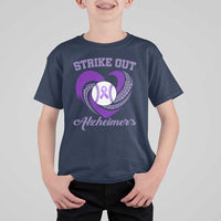 Strike Out Alzheimers T Shirt For Kid Purple Ribbon Baseball Hope Support