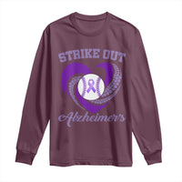 Strike Out Alzheimers Long Sleeve Shirt Purple Ribbon Baseball Hope Support