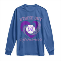Strike Out Alzheimers Long Sleeve Shirt Purple Ribbon Baseball Hope Support