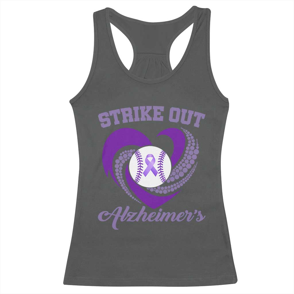 Strike Out Alzheimers Racerback Tank Top Purple Ribbon Baseball Hope Support
