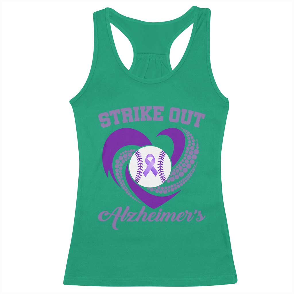 Strike Out Alzheimers Racerback Tank Top Purple Ribbon Baseball Hope Support