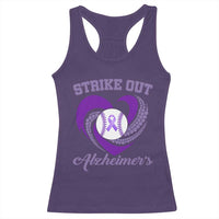 Strike Out Alzheimers Racerback Tank Top Purple Ribbon Baseball Hope Support