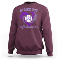 Strike Out Alzheimers Sweatshirt Purple Ribbon Baseball Hope Support