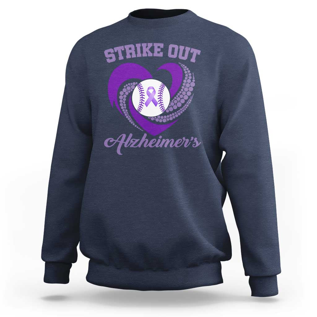 Strike Out Alzheimers Sweatshirt Purple Ribbon Baseball Hope Support