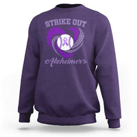 Strike Out Alzheimers Sweatshirt Purple Ribbon Baseball Hope Support