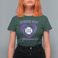 Strike Out Alzheimers T Shirt For Women Purple Ribbon Baseball Hope Support