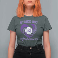 Strike Out Alzheimers T Shirt For Women Purple Ribbon Baseball Hope Support