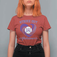 Strike Out Alzheimers T Shirt For Women Purple Ribbon Baseball Hope Support