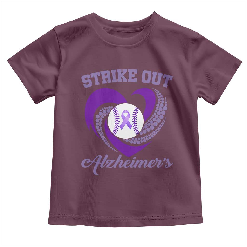 Strike Out Alzheimers Toddler T Shirt Purple Ribbon Baseball Hope Support