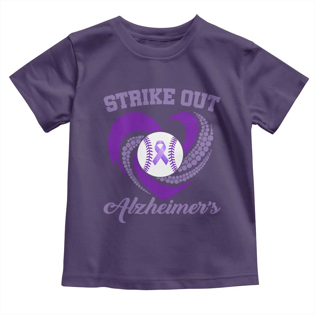 Strike Out Alzheimers Toddler T Shirt Purple Ribbon Baseball Hope Support