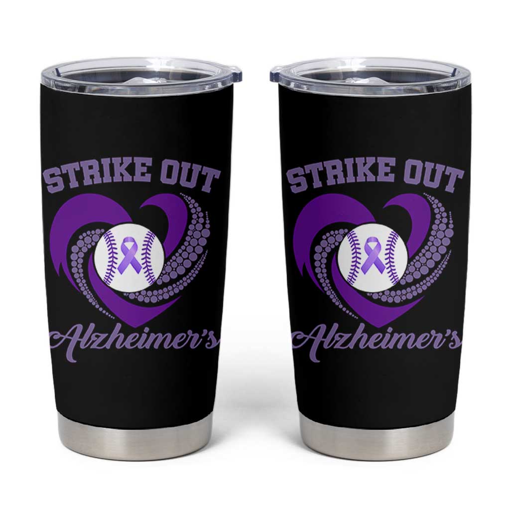 Strike Out Alzheimers Tumbler Cup Purple Ribbon Baseball Hope Support