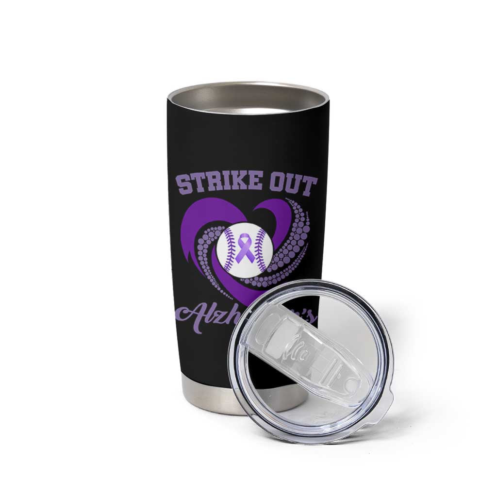 Strike Out Alzheimers Tumbler Cup Purple Ribbon Baseball Hope Support