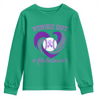 Strike Out Alzheimers Youth Sweatshirt Purple Ribbon Baseball Hope Support