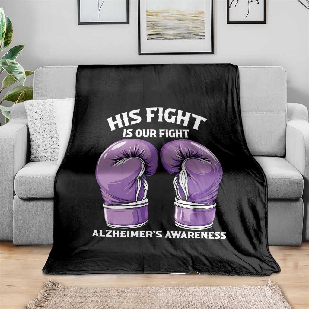 Purple Boxing Gloves Alzheimers Support Throw Blanket His Fight Our Fight