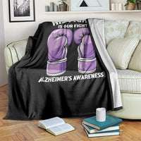 Purple Boxing Gloves Alzheimers Support Throw Blanket His Fight Our Fight