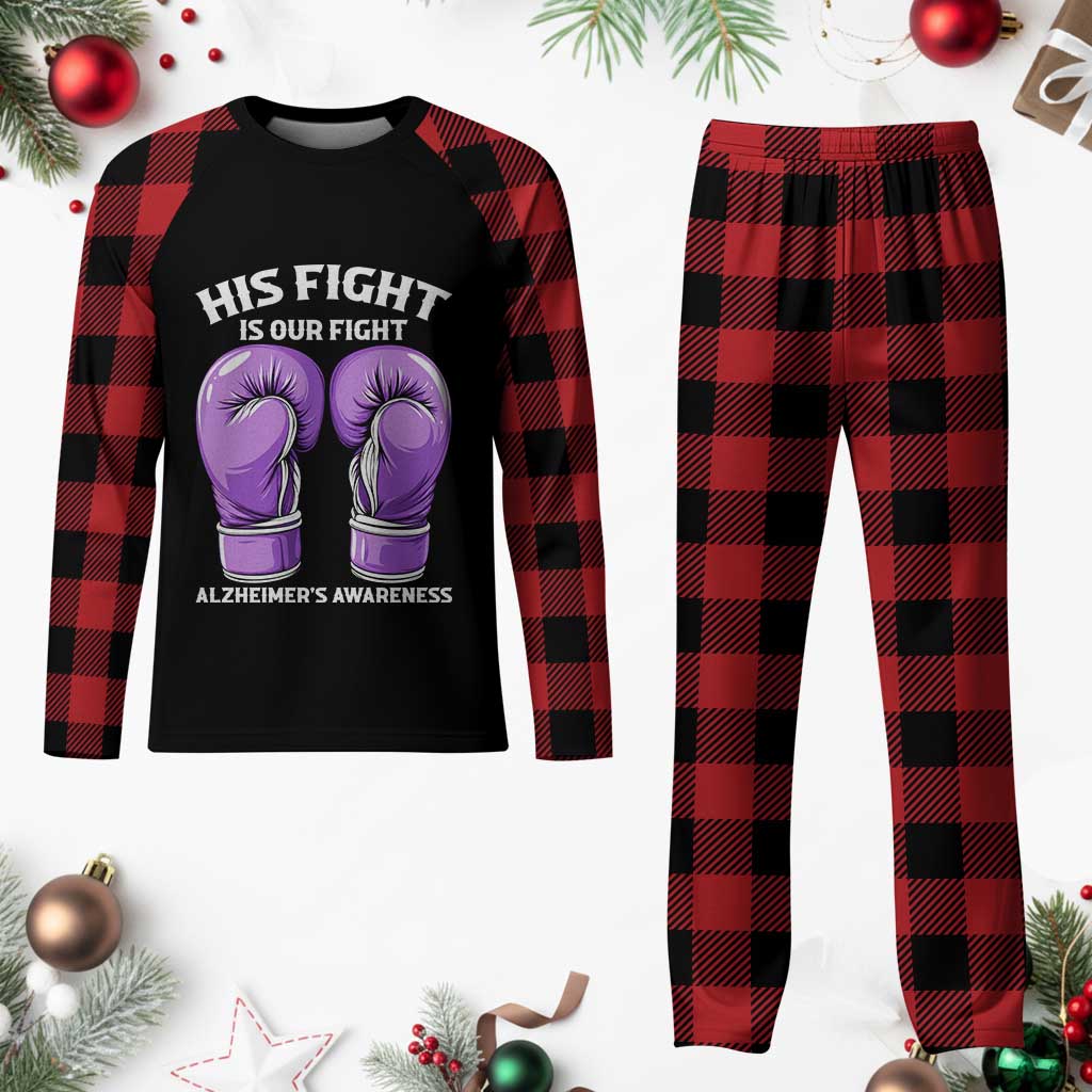 Purple Boxing Gloves Alzheimers Support Plaid Pajama Set His Fight Our Fight