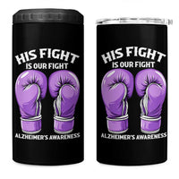 Purple Boxing Gloves Alzheimers Support 4 in 1 Can Cooler Tumbler His Fight Our Fight