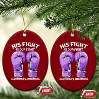 Purple Boxing Gloves Alzheimers Support Ceramic Ornament His Fight Our Fight