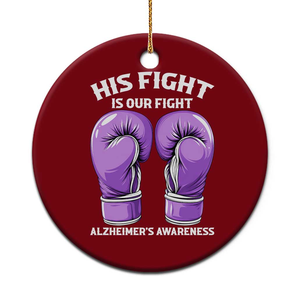 Purple Boxing Gloves Alzheimers Support Ceramic Ornament His Fight Our Fight