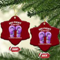 Purple Boxing Gloves Alzheimers Support Ceramic Ornament His Fight Our Fight