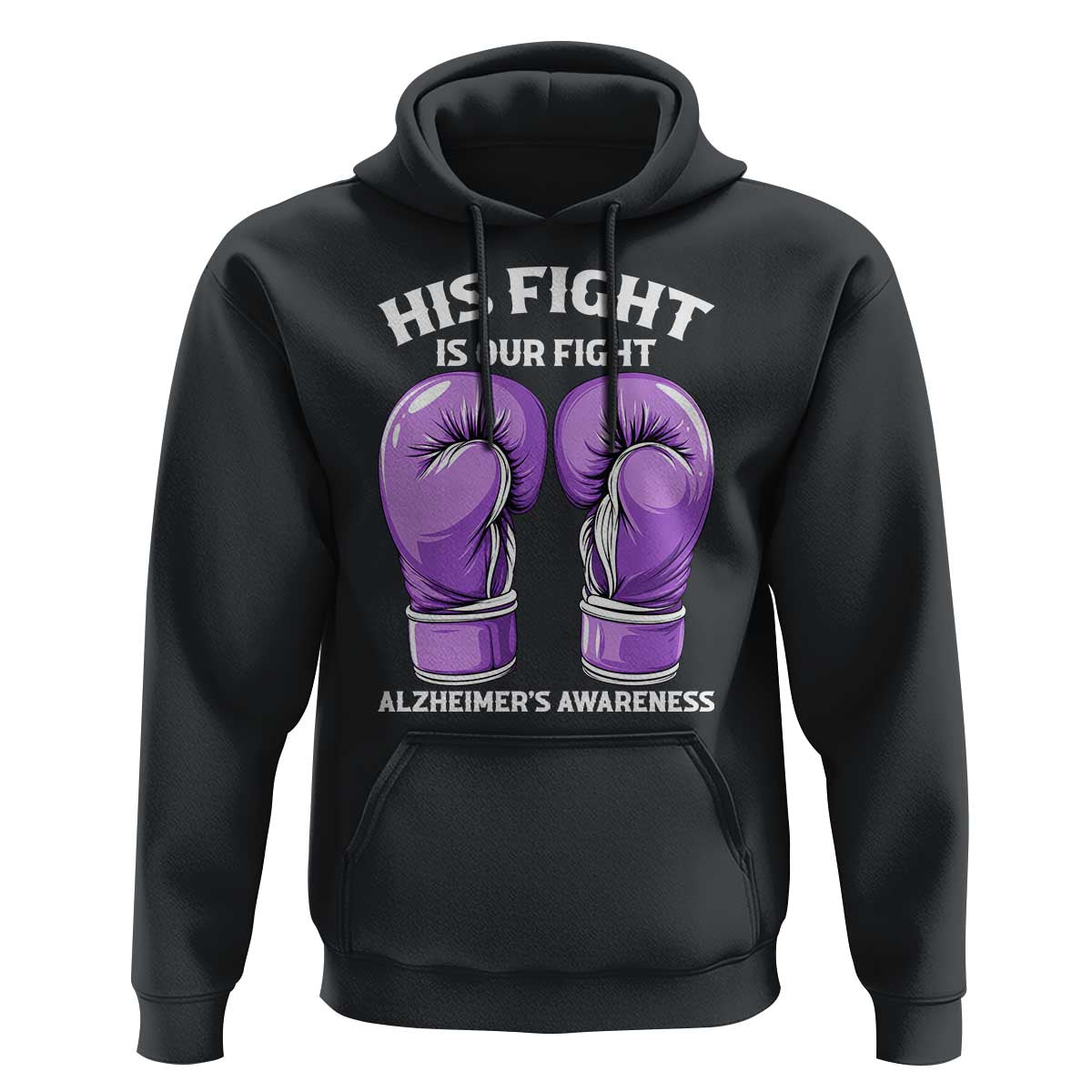 Purple Boxing Gloves Alzheimers Support Hoodie His Fight Our Fight