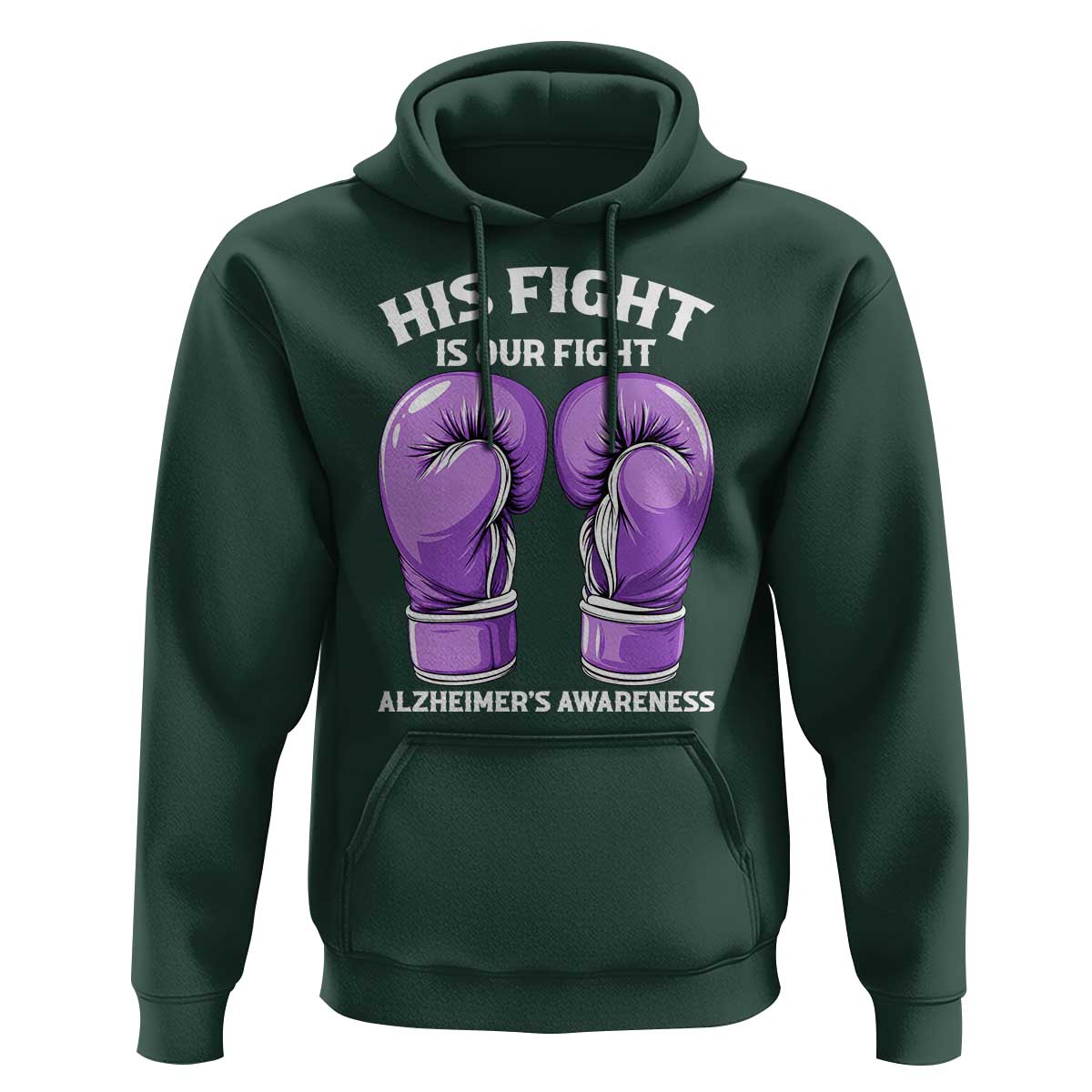 Purple Boxing Gloves Alzheimers Support Hoodie His Fight Our Fight