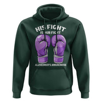 Purple Boxing Gloves Alzheimers Support Hoodie His Fight Our Fight