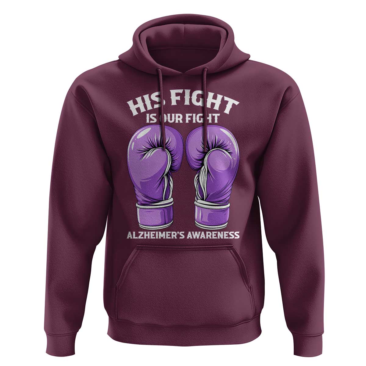 Purple Boxing Gloves Alzheimers Support Hoodie His Fight Our Fight