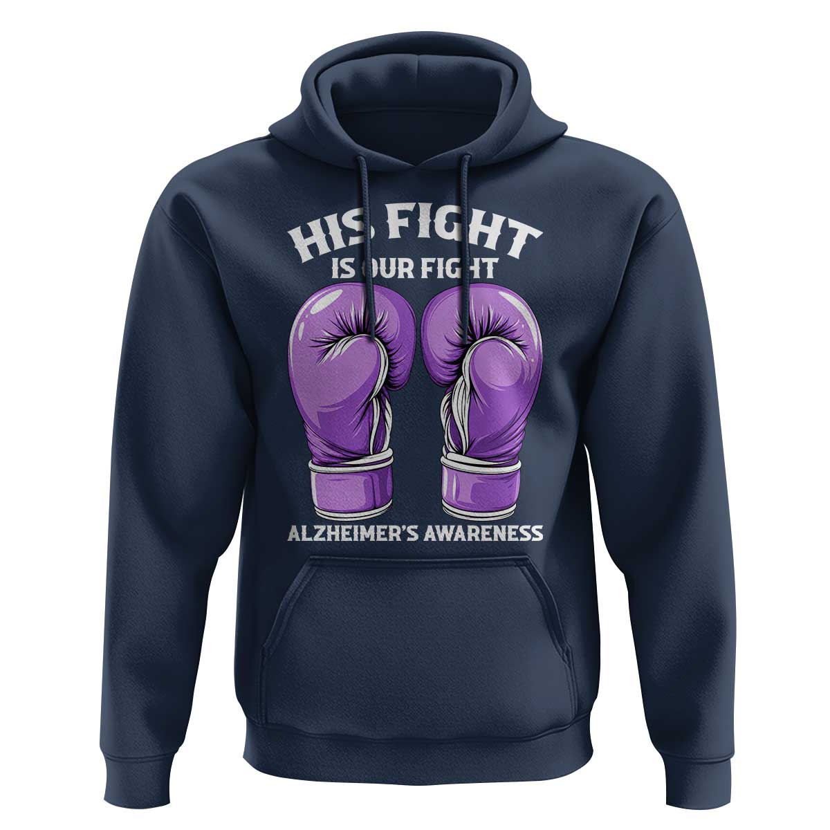 Purple Boxing Gloves Alzheimers Support Hoodie His Fight Our Fight