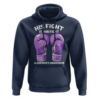 Purple Boxing Gloves Alzheimers Support Hoodie His Fight Our Fight